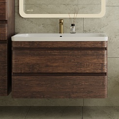 Style Line Мебель для ванной подвесная Атлантика 100, Люкс, старое дерево, PLUS – фотография-4